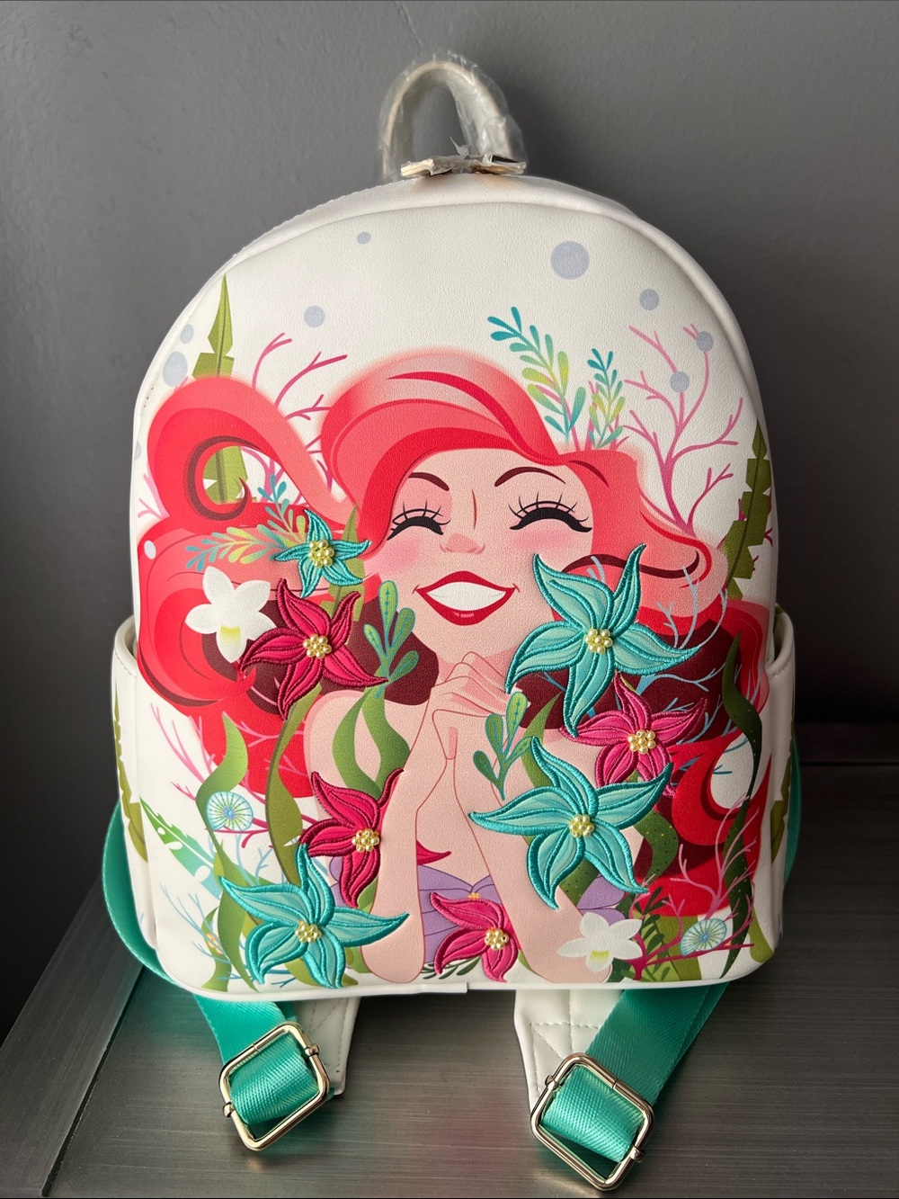 Disney Danielle Nicole The Little Mermaid Ariel Floral embroidered mini backpack